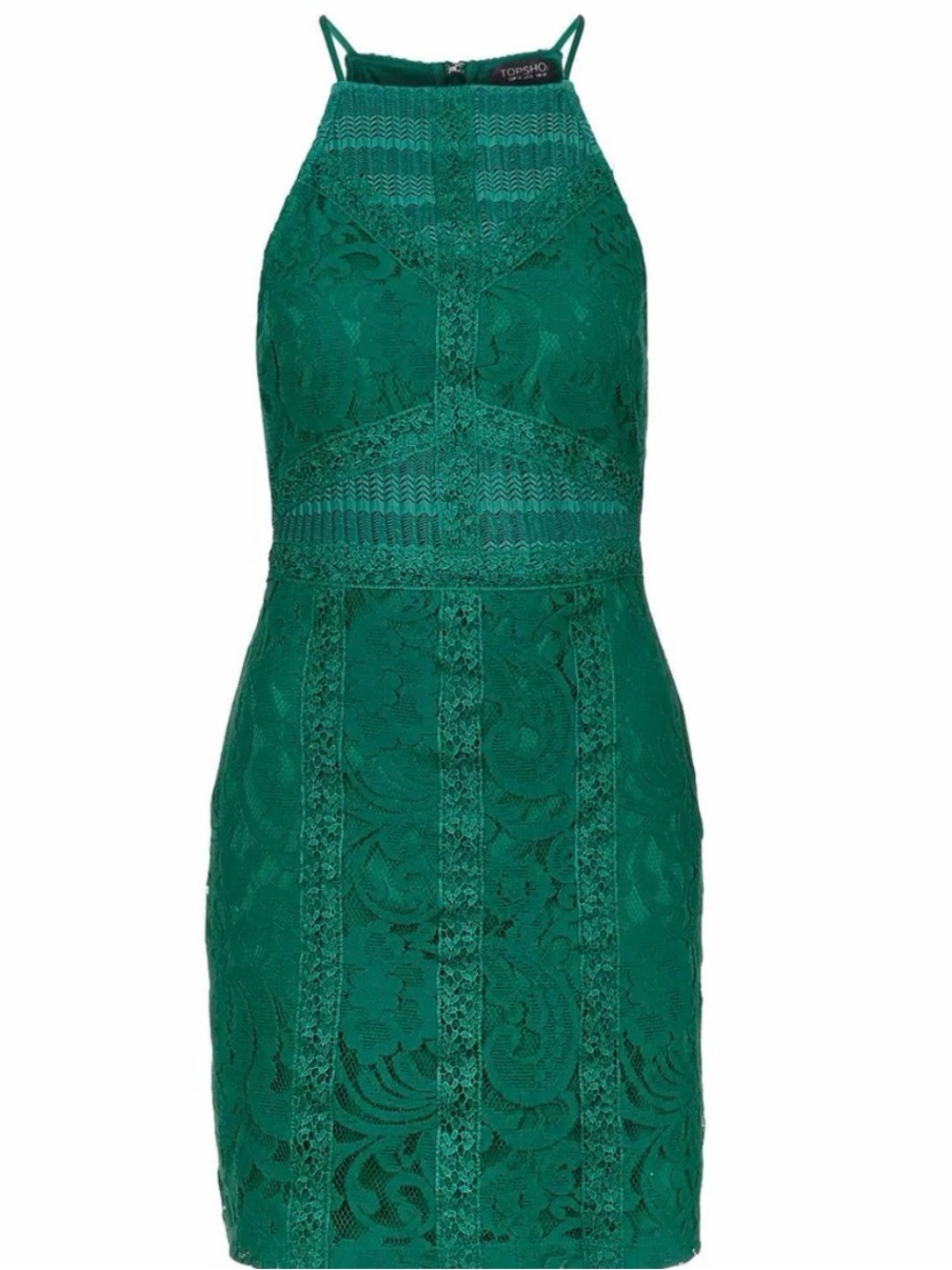 Topshop Teal Lace Midi Dress with Spaghetti Straps